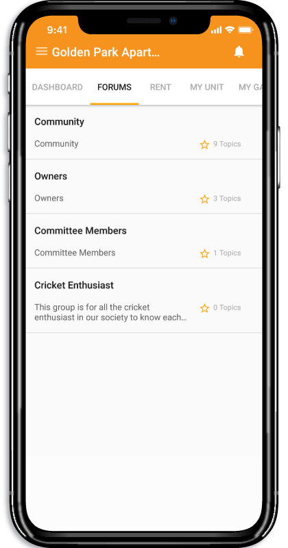 ApnaComplex Android App Forums Screen